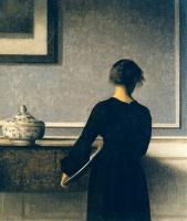 Vilhelm Hammershoi - Interior with Young Woman from Behind